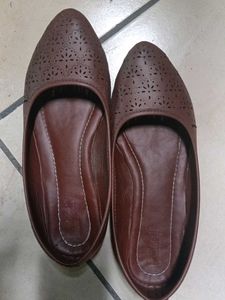 Women's Brown Perforated Ballerinas
