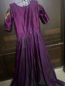 Elegant Purple Embroidered Anarkali Gown