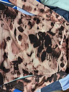 Abstract Print Sheer Button-Down Top