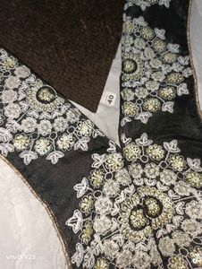 Premium White &amp; Grey Embroidered Anarkali Gown