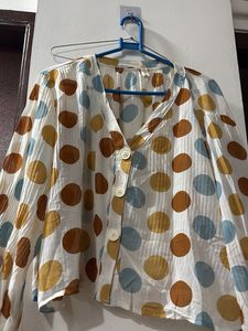 Polka Dot Button-Up Blouse