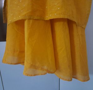 Yellow Party wear/ Festive wear Layered Dress Gown