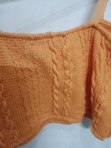 Orange Cable Knit Crop Top
