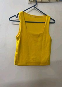 Yellow Square Neck Crop Top