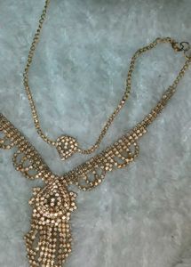 Gold Tone Rhinestone Necklace: 2, with bracelet