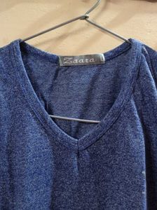 Blue V-Neck Marled T-Shirt