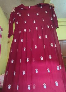Maroon Embroidered Kurta Set