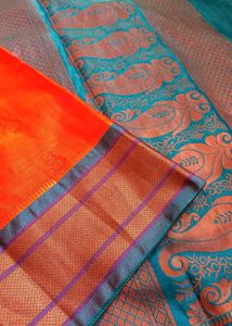 Vibrant 🧡 & 🩵 Saree