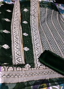 Heavily Embroidered Machine Chickenkari Dress