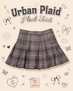 Urban Plaid Pleat Skirt - Y2K Vibes