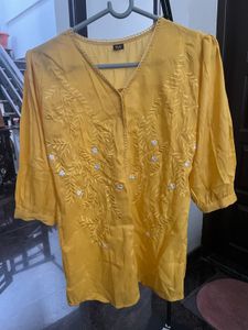 short embroidered Yellow Top