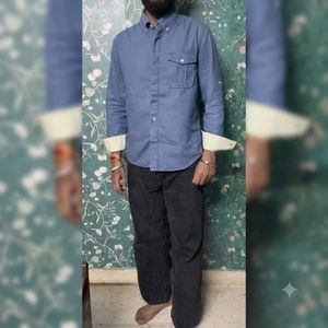 COMBO OF DENIM SHIRT AND BLACK ZARA JEANS