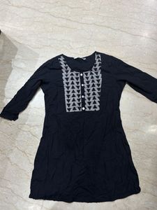 Stylish Black Kurta with Geometric Print