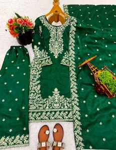 Elegant Embroidered  Kameez plazzo with dupatta se