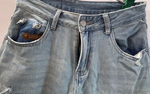 Light Wash Ripped Wide Leg Jeans