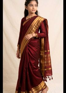 Elegant Maroon Zaree Patta with jhalar