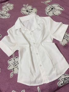 Classic White Short-Sleeve Button-Up Shirt