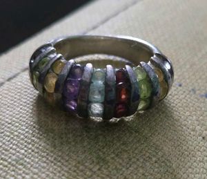 Imported Multi gemstone Statement Ring  Silver