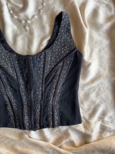 Stunning Embellished Black Corset Top