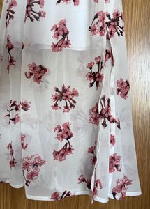 White Floral Print Midi Dress
