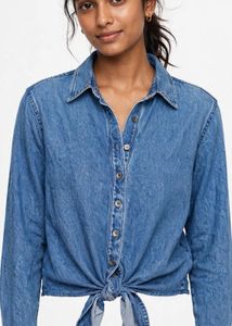 Blue Denim Tie-Front Shirt