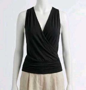 Black Sleeveless Wrap Top