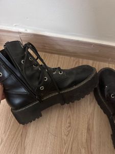 Black Buckle Platform Boots