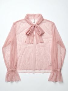 Sheer Pink Bow Blouse