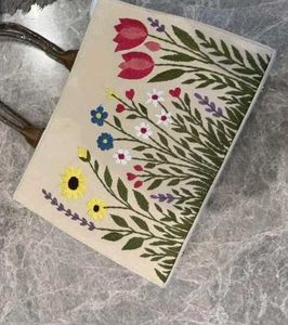 Hand Embroidery Floral Tote Bag