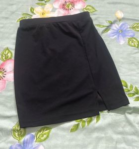 Black Mini Skirt with Side Slit