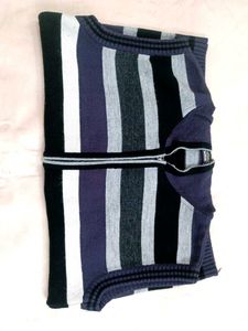 Striped Sleeveless Hooded Sweater Vest