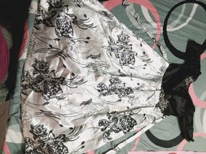 Elegant Black &amp; White Floral Gown