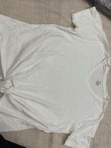 Basic White V-Neck Tee with tie knot