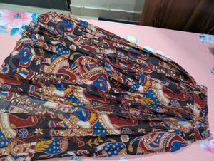 Ethnic Printed Flared Maxi Skirt | Kalamkari
