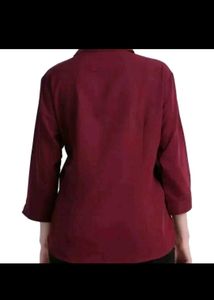 Maroon Collared Button-Up Shirt