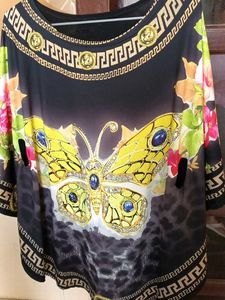 Bold Butterfly Print Kaftan Top
