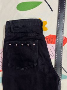 (studded)Black Wide Leg Jeans