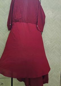 Maroon Embroidered Kurta