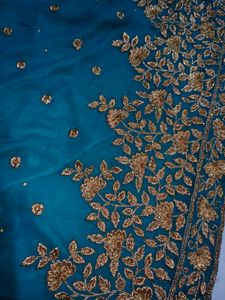 Teal Embroidered Kurta Set with Sharara