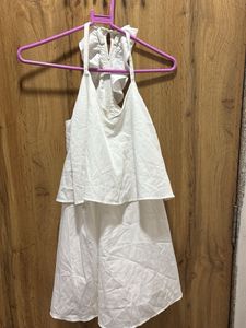 Chic White Tiered Halter Dress