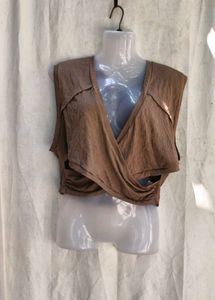 Brown Wrap Crop Top
