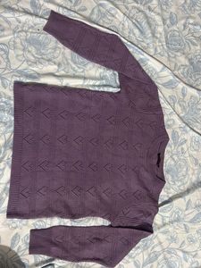 Lilac Heart Pattern Knit Sweater