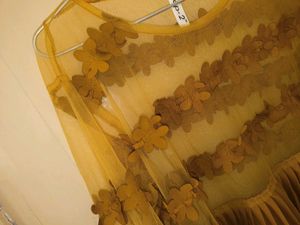Yellow Floral Sheer Bell Sleeve Top
