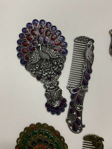 Vintage Peacock Mirror &amp; Comb Set