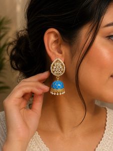 Stunning Blue Jhumka Earrings