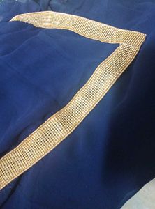 💙 Navy Blue Saree with Rhinestone Border 💙