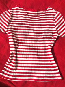 Red &amp; White Striped Henley Top