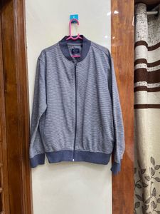 Men's Blue Striped Bomber Jacket