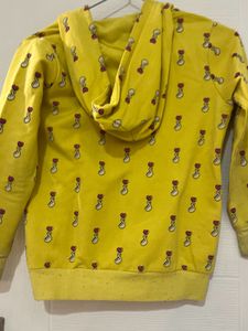 Yellow Sweatshirt With Hoodie For 6-7 Ys