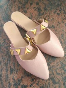 Stylish Pink Studded Flat Sandals